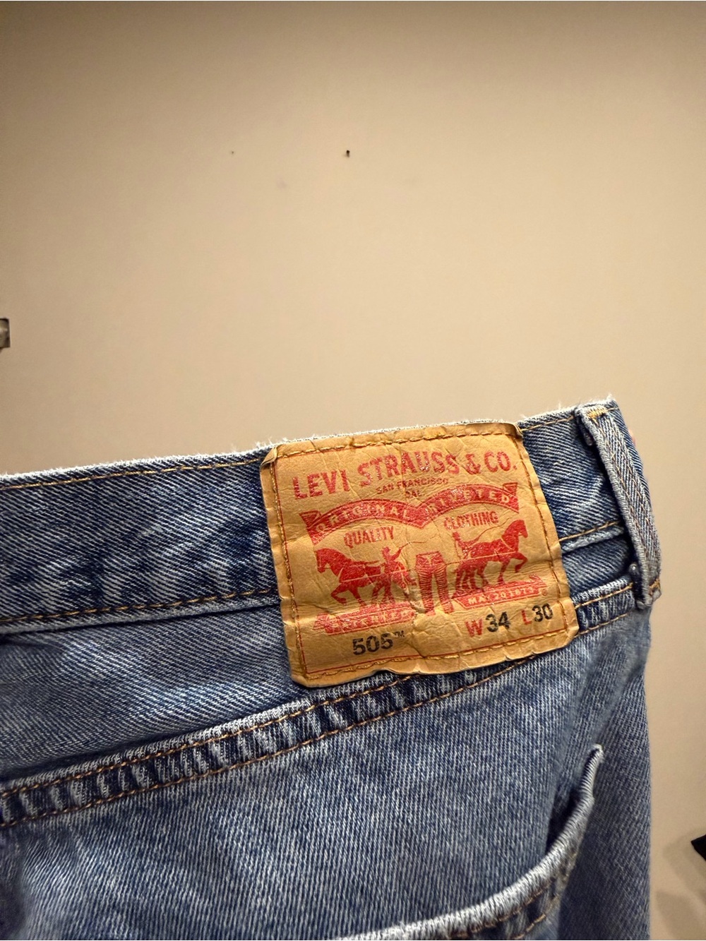 Levi's Light Blue Straight-Leg Jeans with Leather Patch
